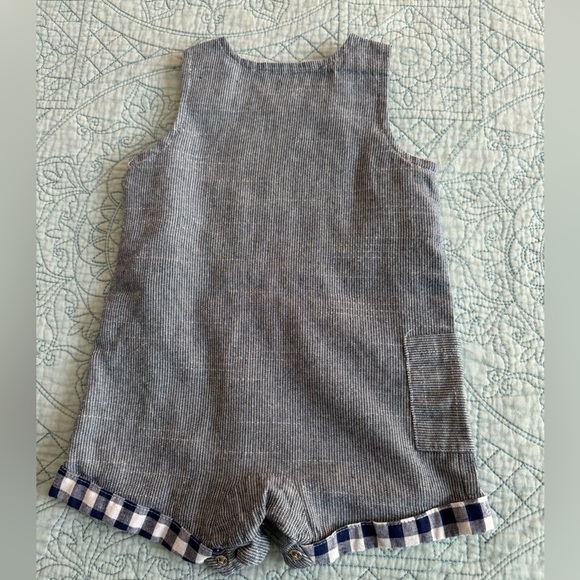 Mud Pie fishing overalls onesie size 12-18 months - Picture 3 of 3